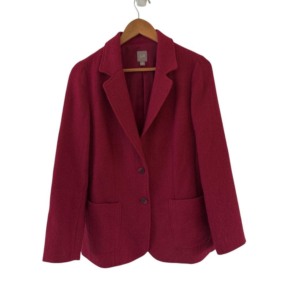Vintage J. Jill Wool Blend Blazer Jacket Womens S Dark Red Career Office Capsule